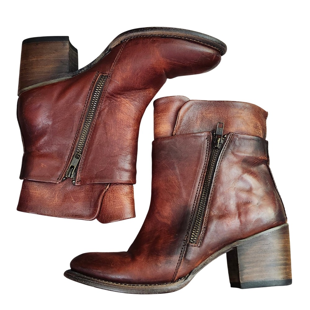 Freebird by Steven Clip Cognac Leather Ankle Boots FB-CLIP Mens 8 Western Zipper - Picture 4 of 14